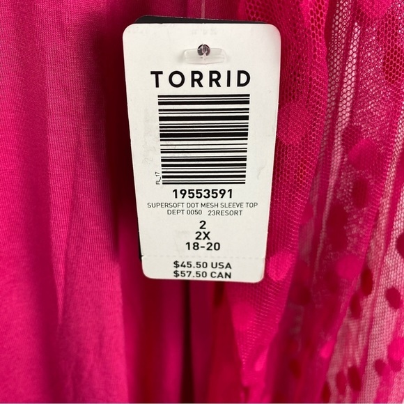 TORRID Pink Super Soft Dot Mesh Sleeve Top 2X NWT - Picture 10 of 12